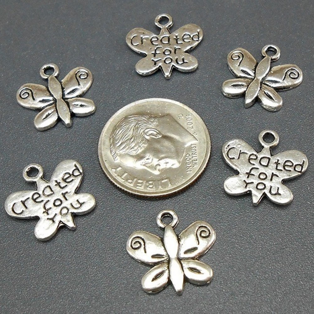 10pcs Butterfly Created For‎ You Charms, jewelry making supplies